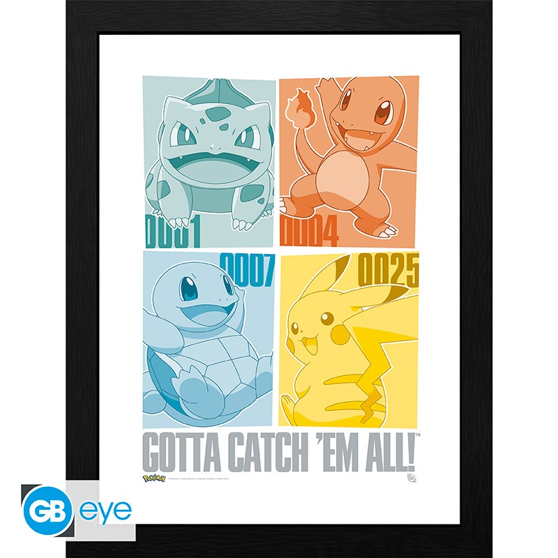 POKEMON Framed print Pikachu & Kanto Starters