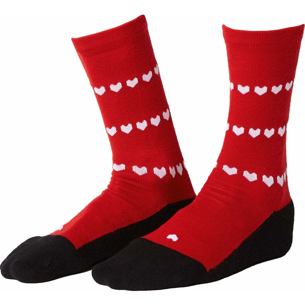 FINGERSCROSSED Merino Cycling Socks - Heart - Red