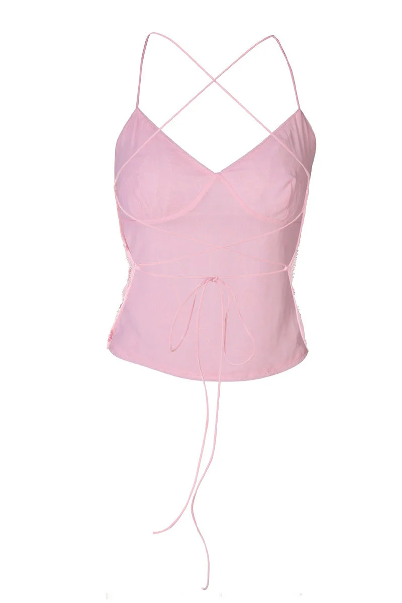 Straps Pink Beaded Top