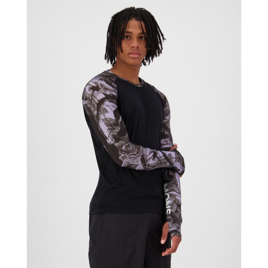 Mons Royale Temple Merino Long Sleeve Men - rock camo / black
