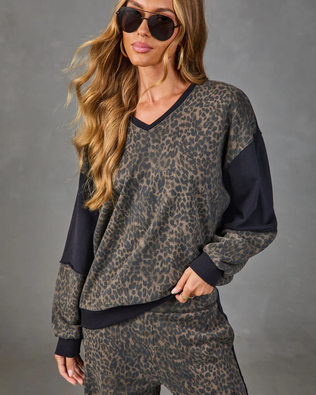 Modern Instinct Leopard Print Color Block Top