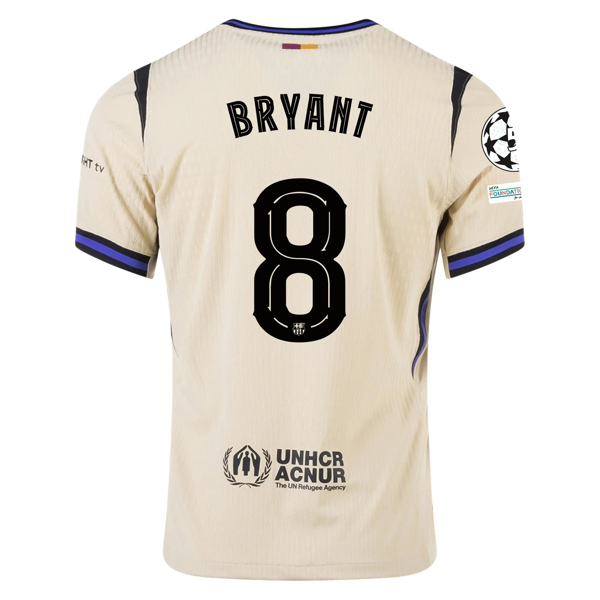 Kobe Bryant Men's FC Barcelona Authentic Away Jersey w/ Champions League Patches (Team Gold/Persian Violet/Black)