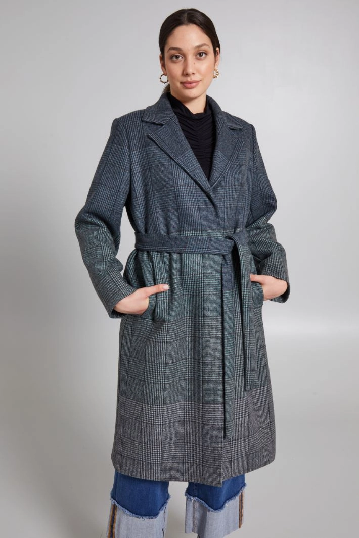 Prince of Wales check coat - GREEN BLACK