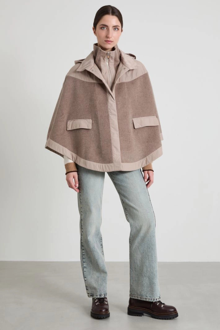 Double-sided wool cape - DOVE GREY