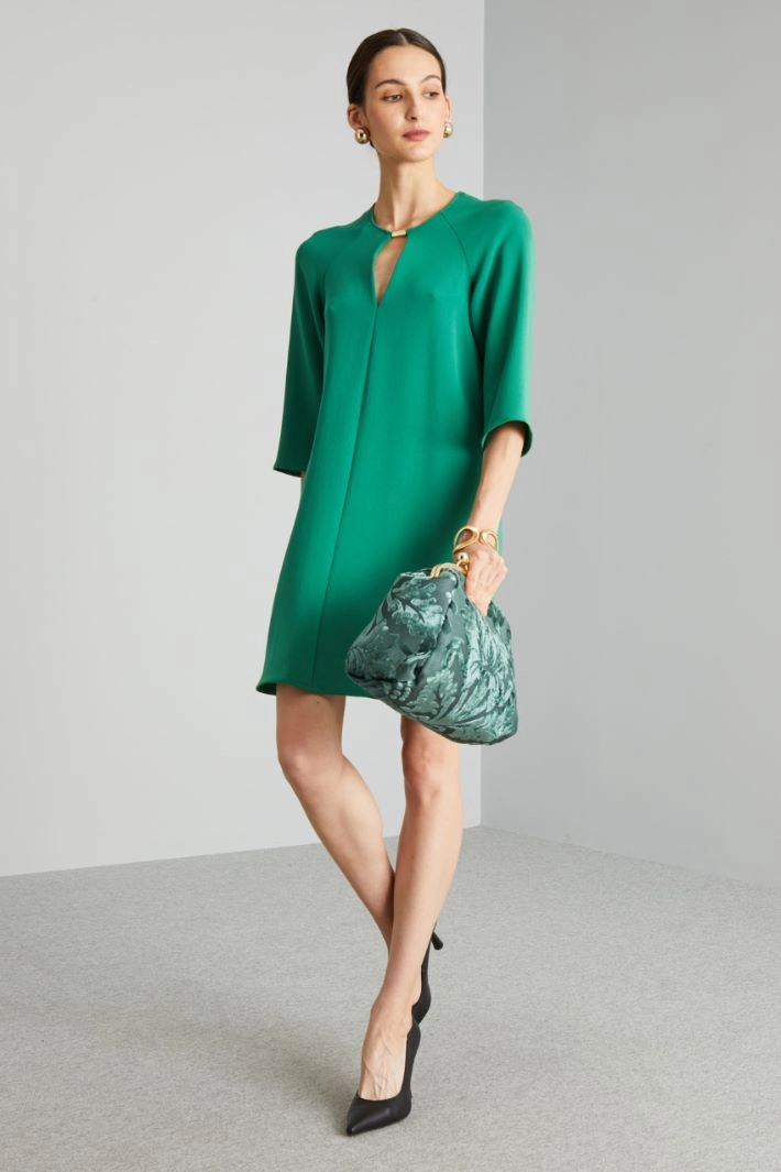 Tunic dress with metal loop - EMERALD GREEN