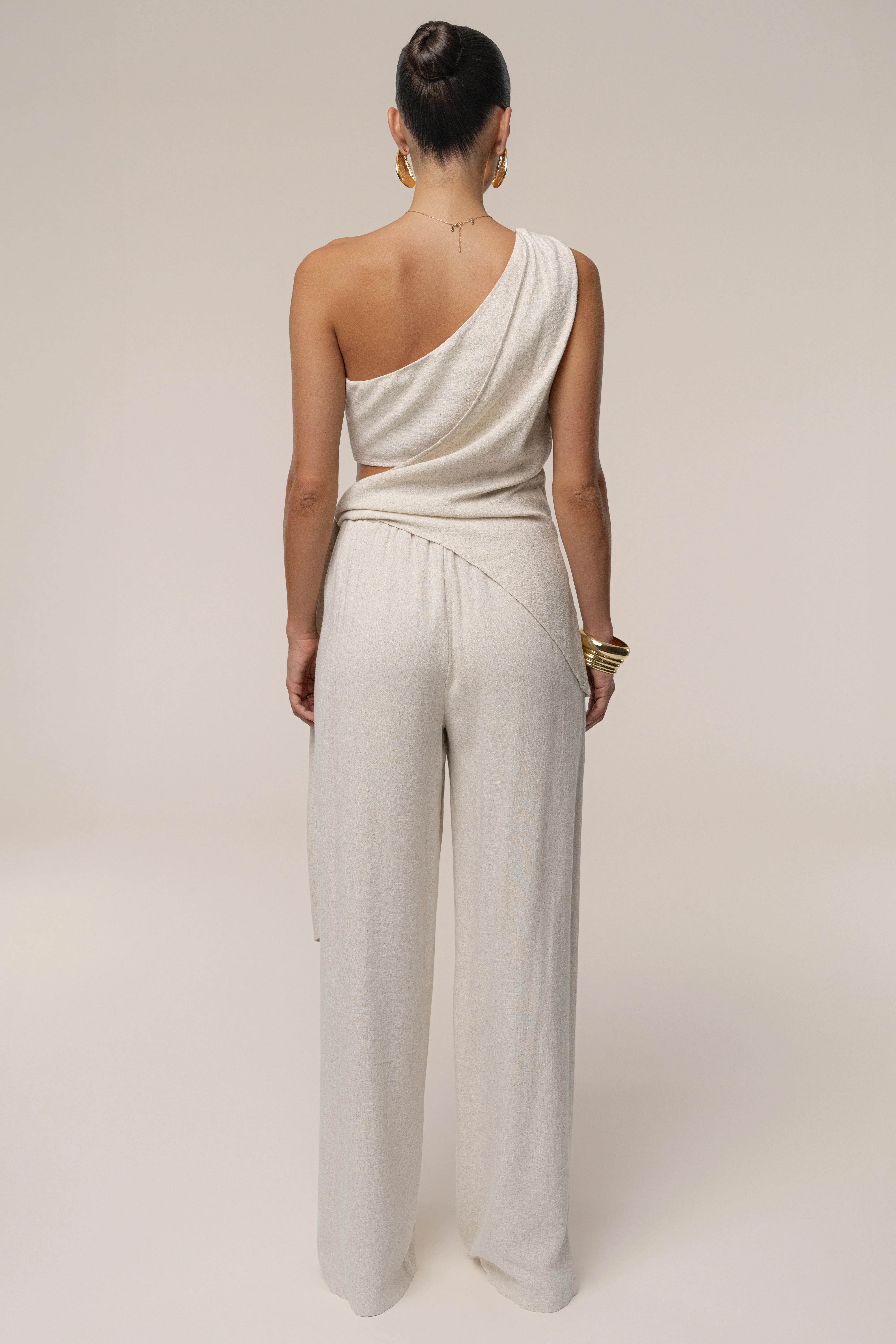 Beige Palmera One Shoulder Top