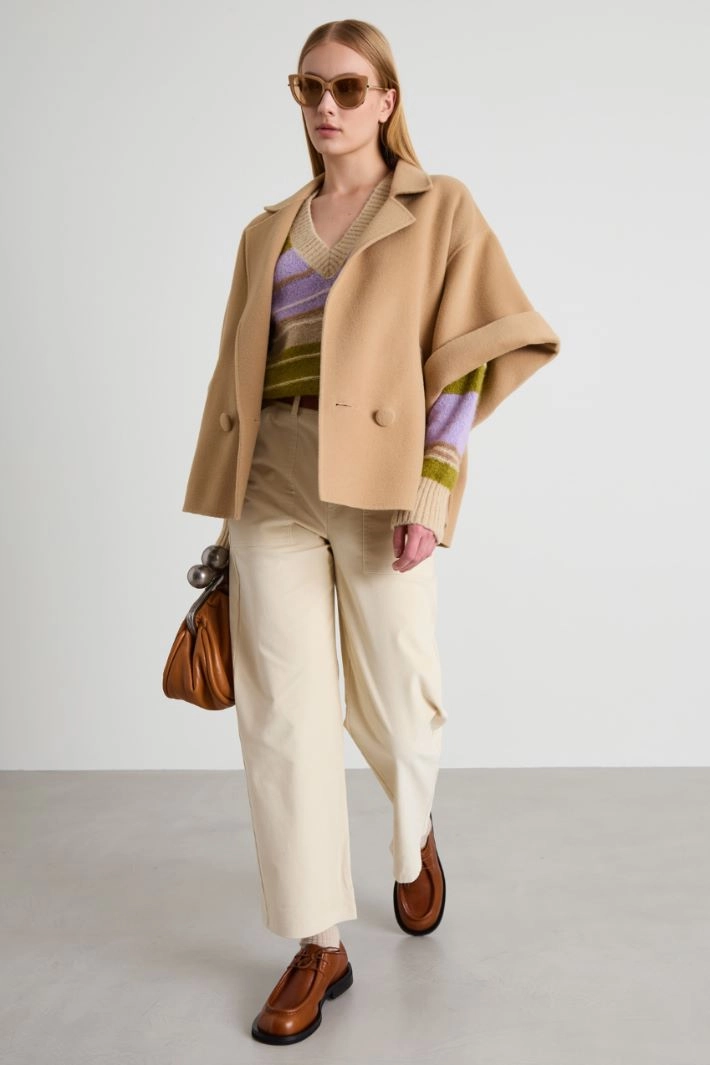 Three-quarter sleeve pea coat - CAMEL