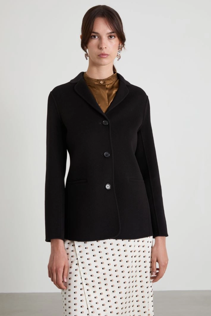 Straight wool jacket - BLACK