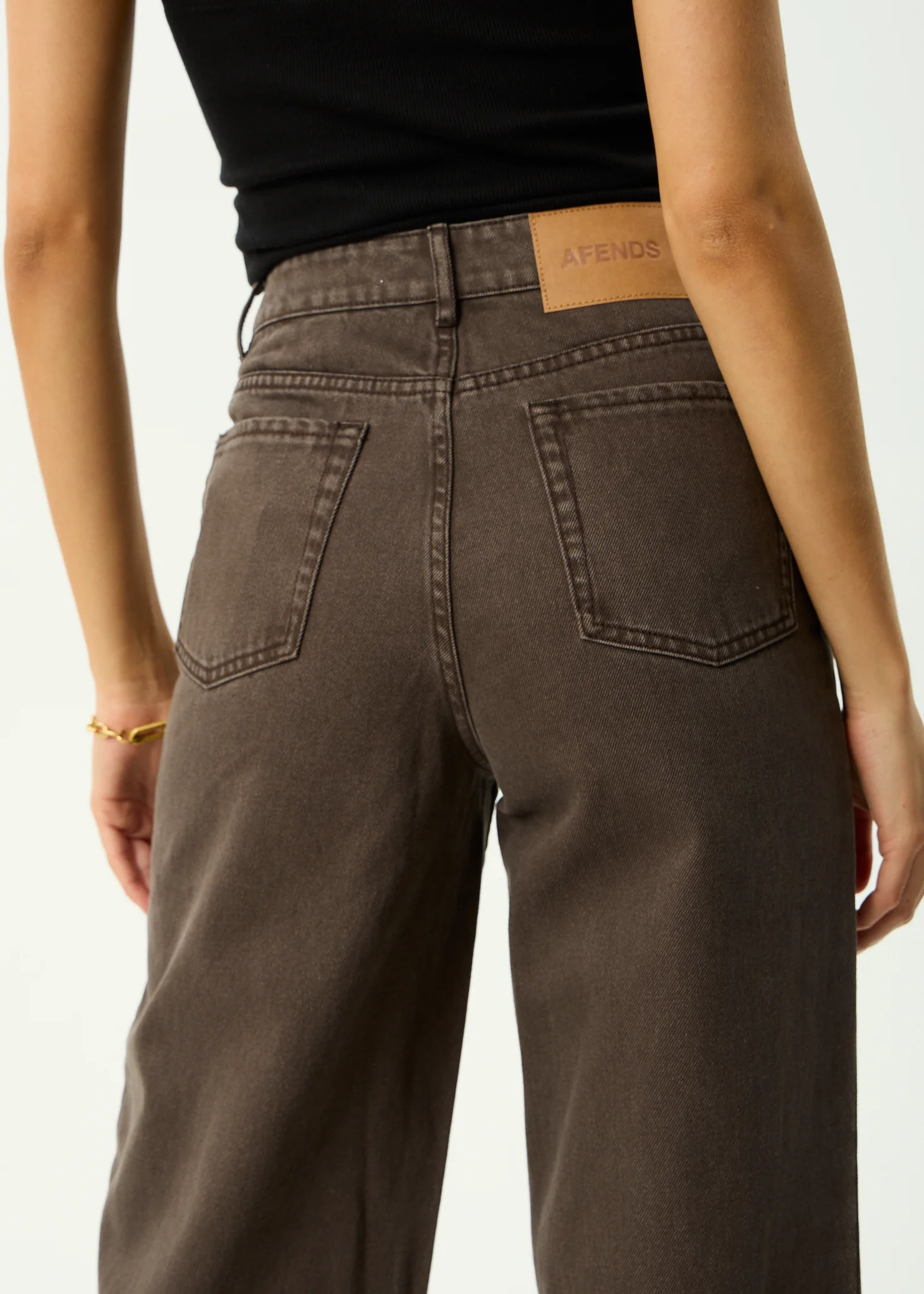 AFENDS Womens Bella - Denim Wide Leg Jean - Washed Coffee