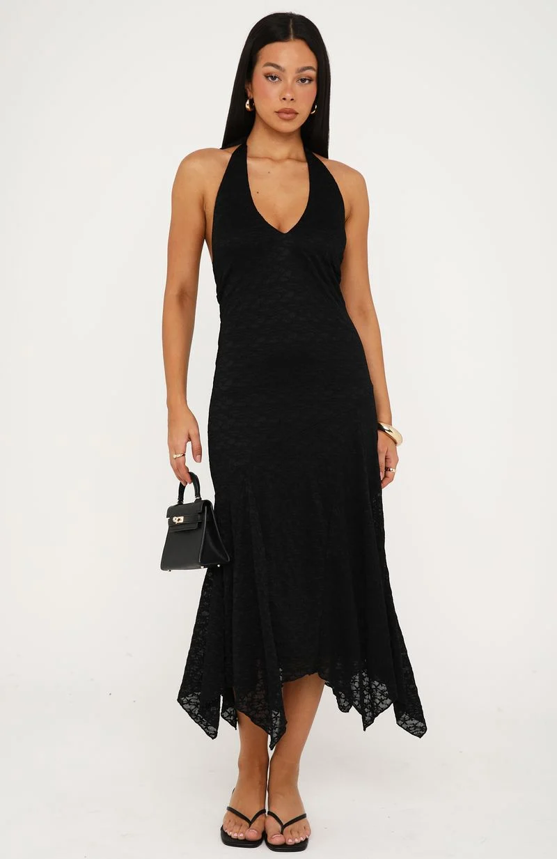 Crazy Little Thing Halter Midi Dress Black