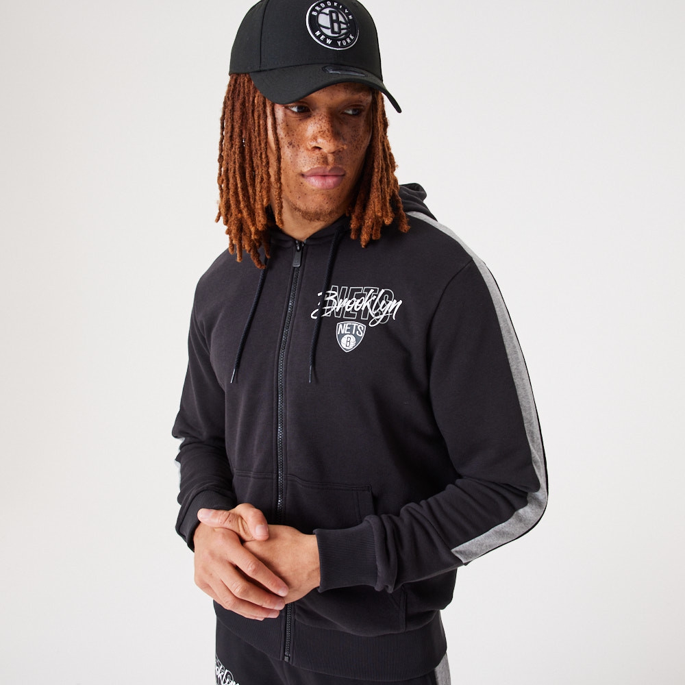 Brooklyn Nets Script New Era NBA Full-Zip Hoodie Black