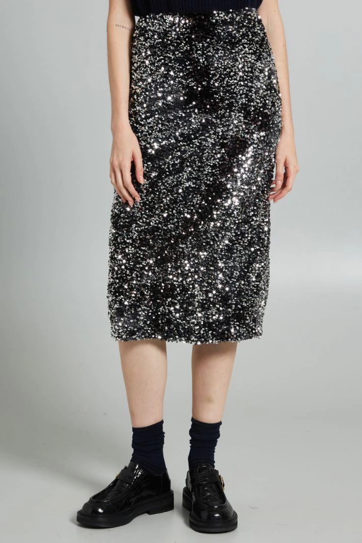 Sequined skirt - BLACK SILVER