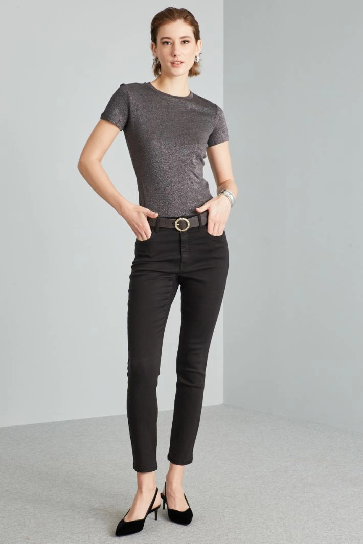 Lurex T-shirt - DARK GREY SILVER