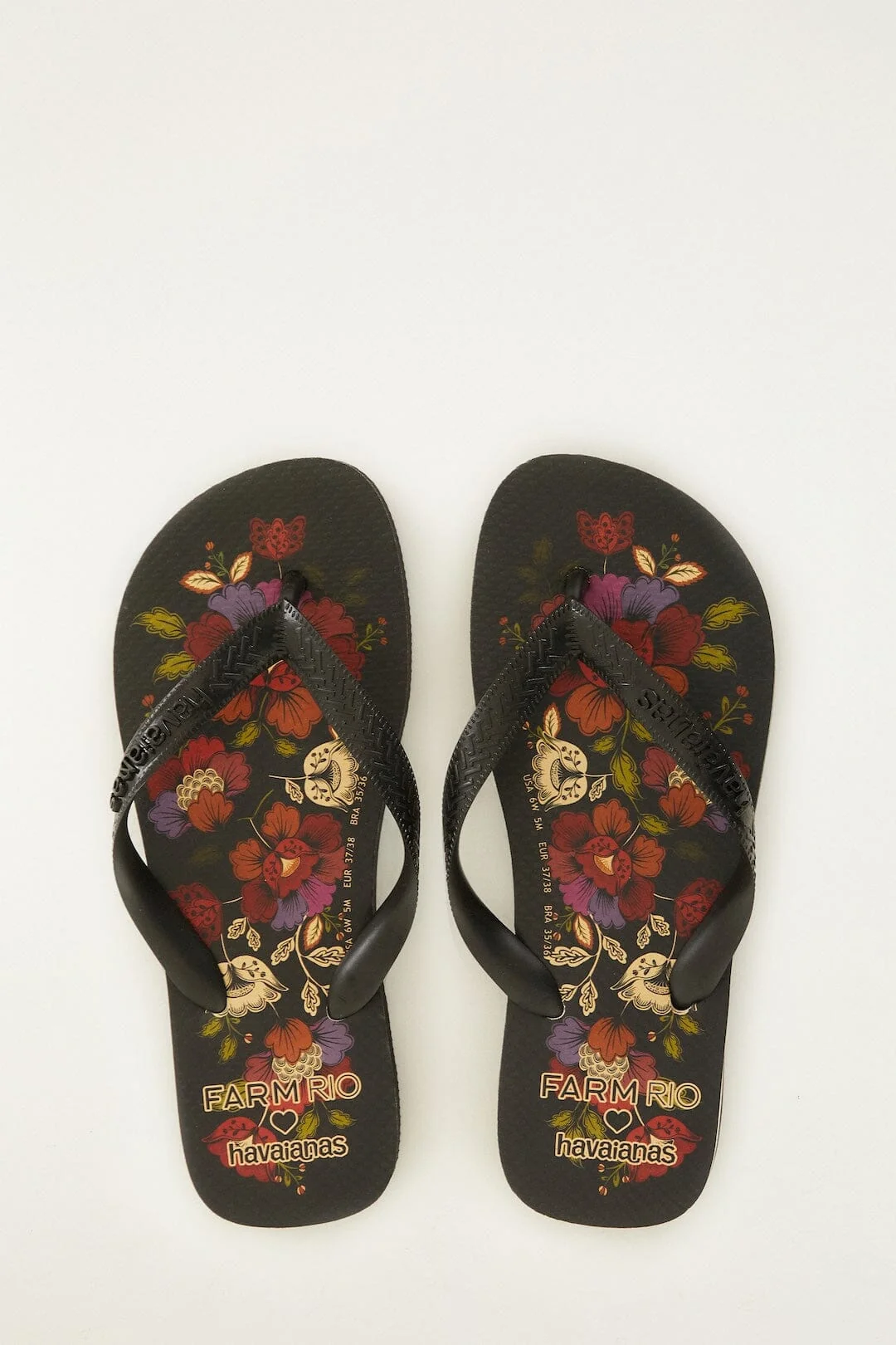 Black Rococo Flowers Havaianas
