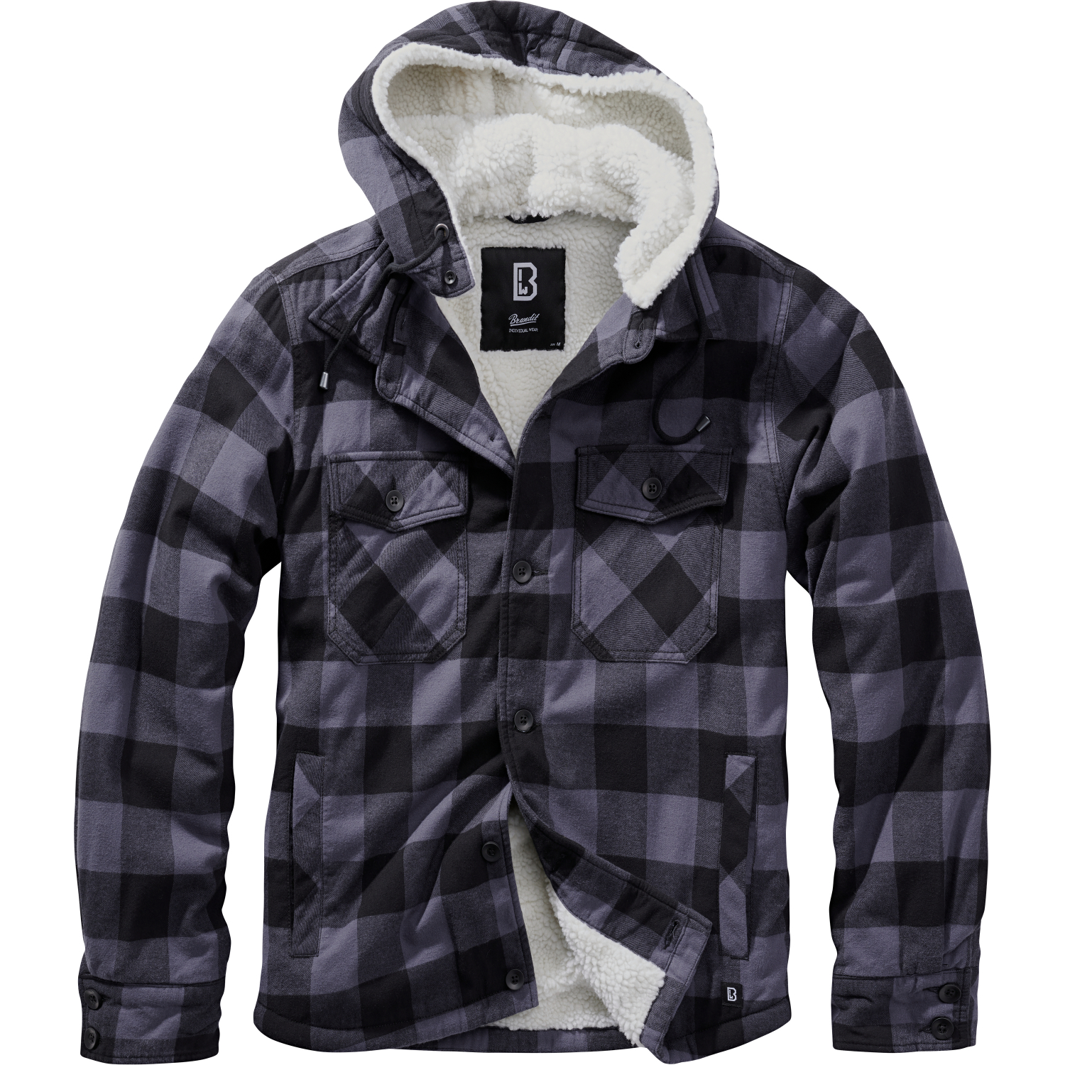Brandit Lumber Jacket Hooded Men, With Hood (Black\/Grey)