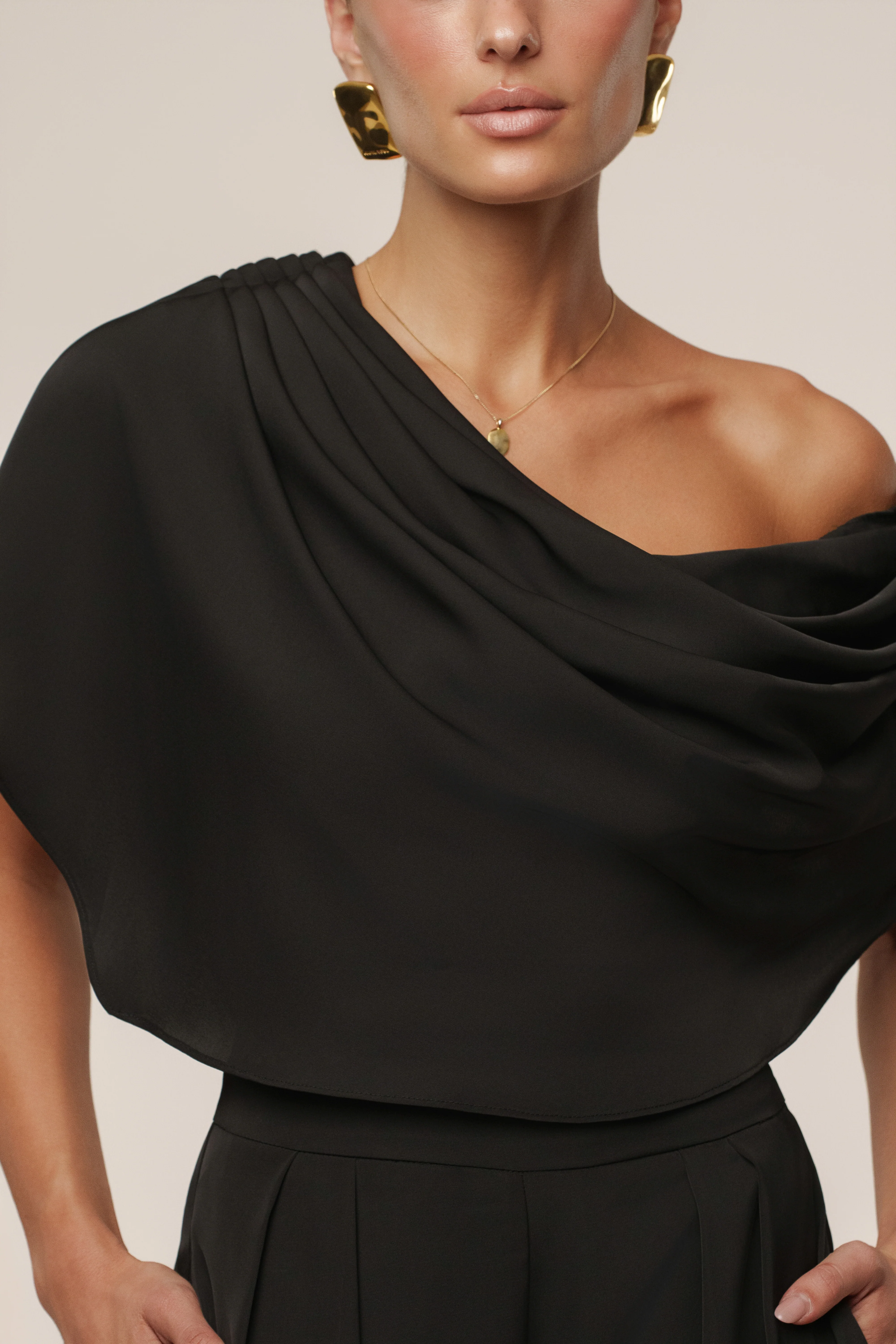 Black Gleam and Glow Satin Top