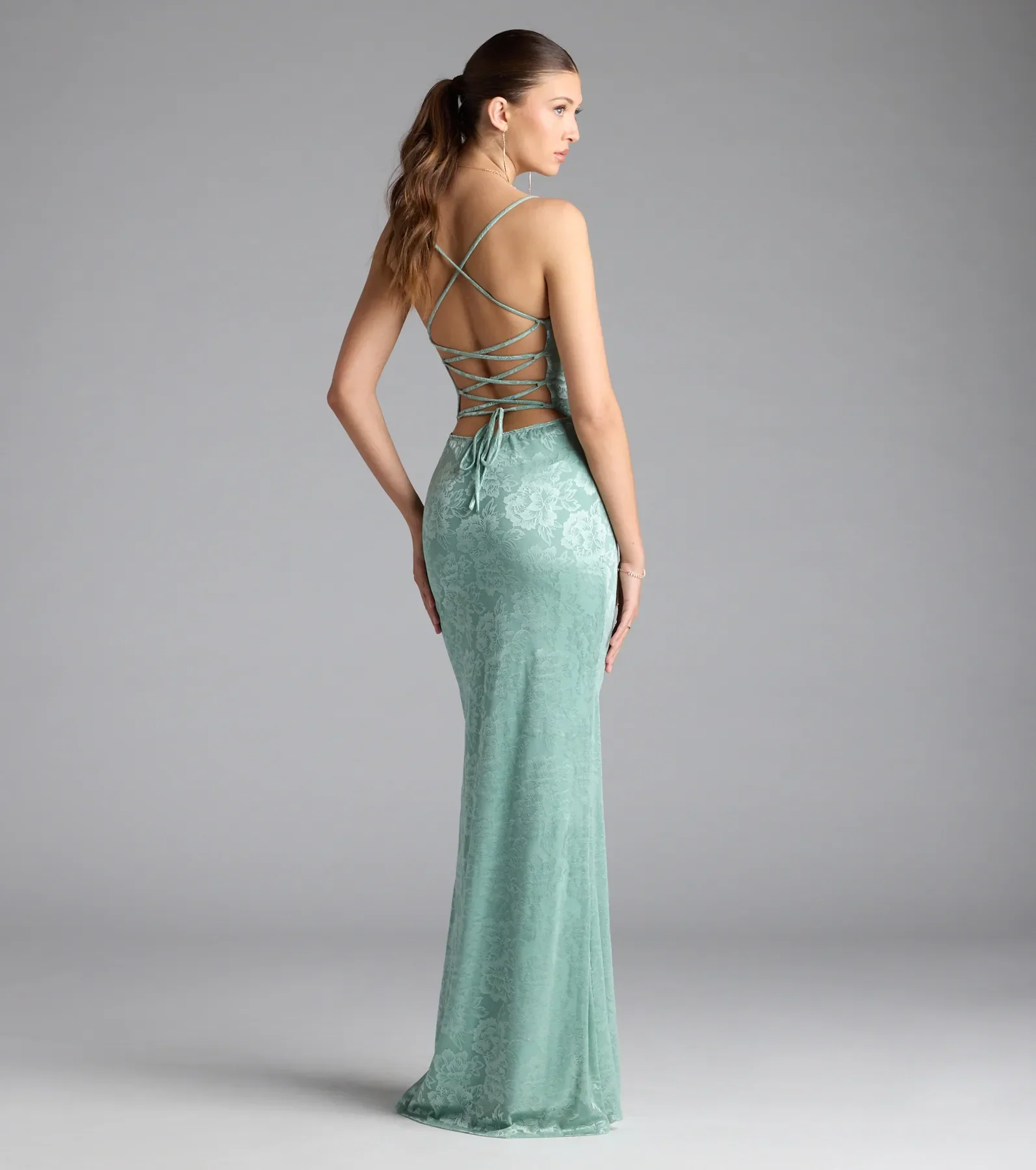 Kehlani Formal Floral Lace Slit Mermaid Dress