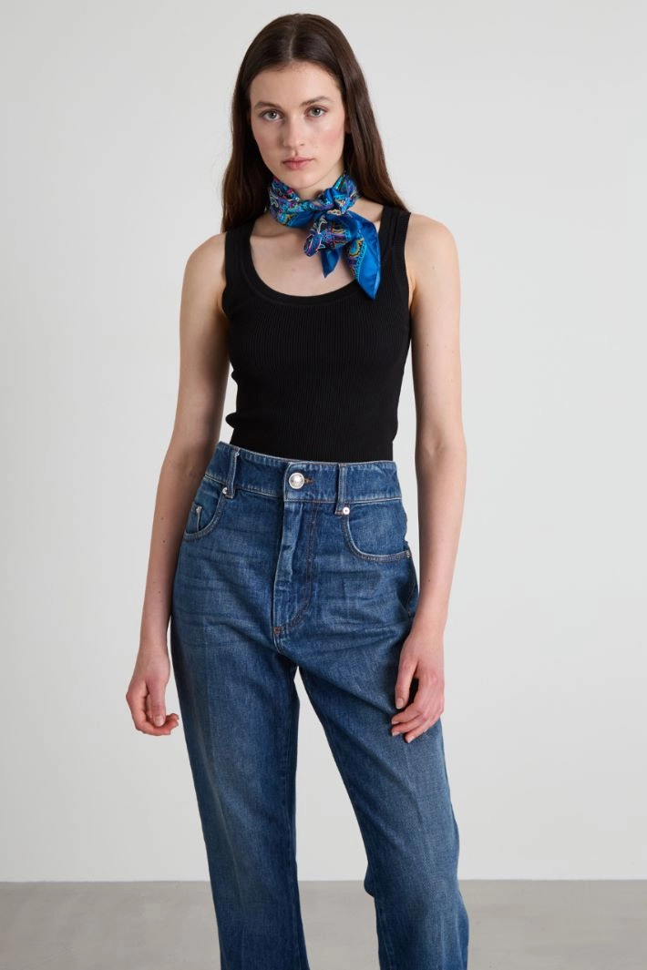 Silk twill scarf - BLUE