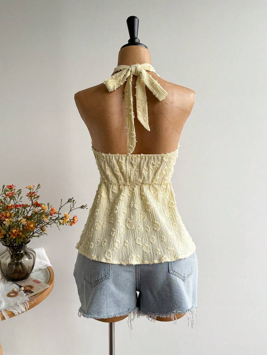 Rusttydustty Women's Backless Casual Vacation Bohemian Style Beach Outfit, Hawaiian Music Festival Tropical Holiday Halter Top Summer
