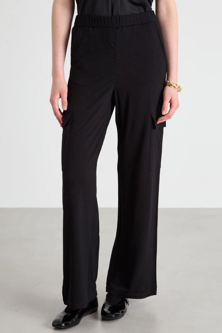 Jersey cargo trousers - BLACK