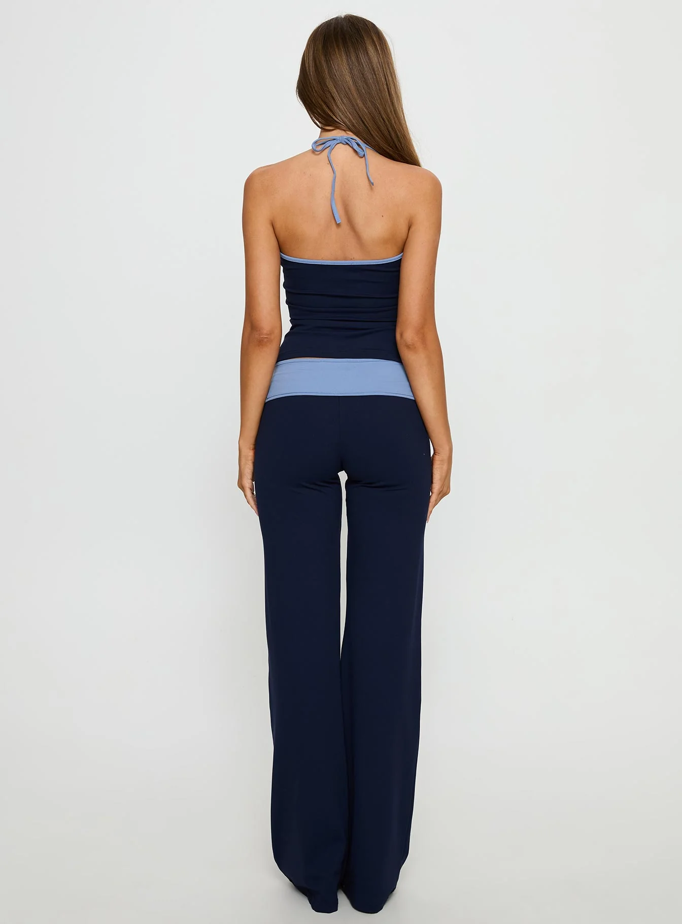 Kobee Jersey Flare Pants Navy / Light Blue