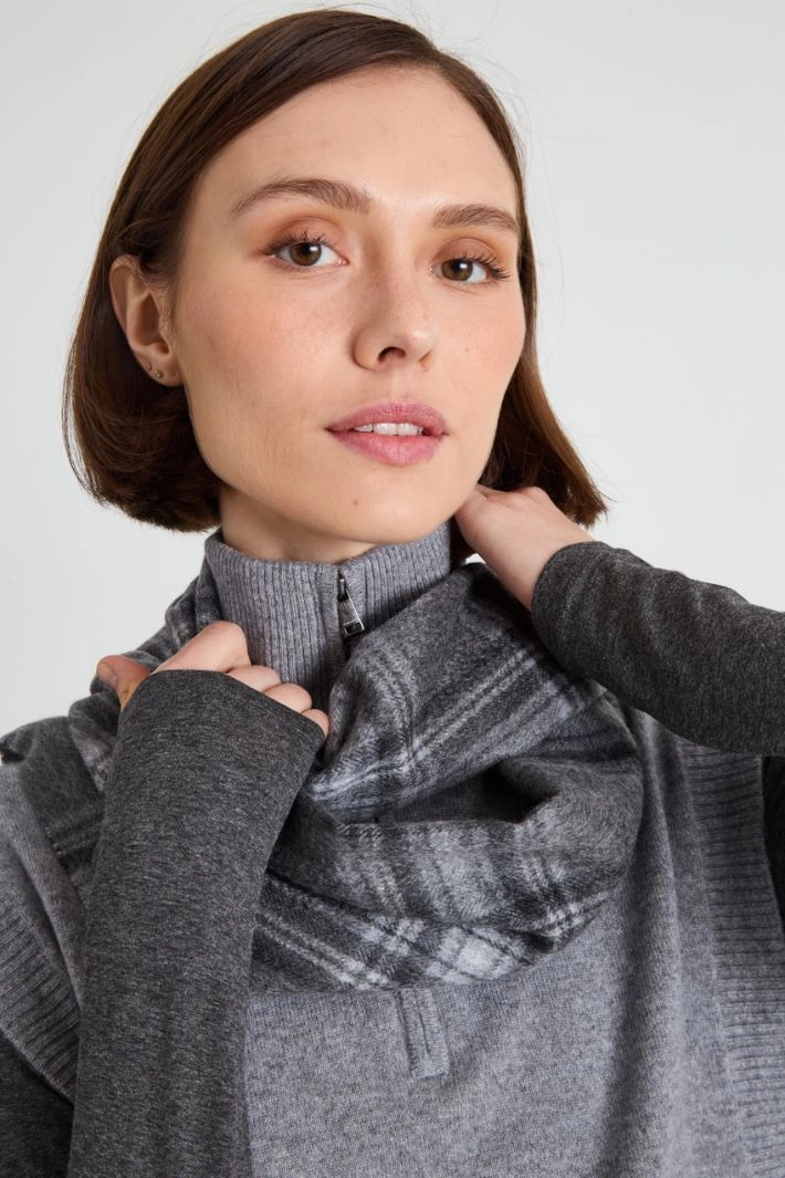 Tartan cashmere scarf - GREY