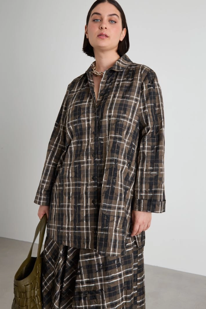 Jacquard taffeta shirt - MILITARY GREEN