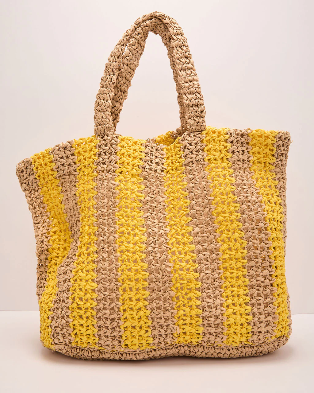 Sun Honey Striped Straw Tote Bag