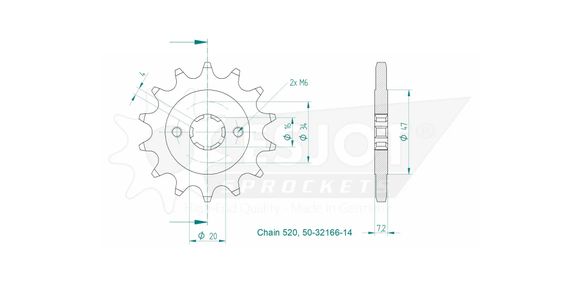 Esjot 14 teeth gearbox output pinionRef : ESJO00024A / 12122401