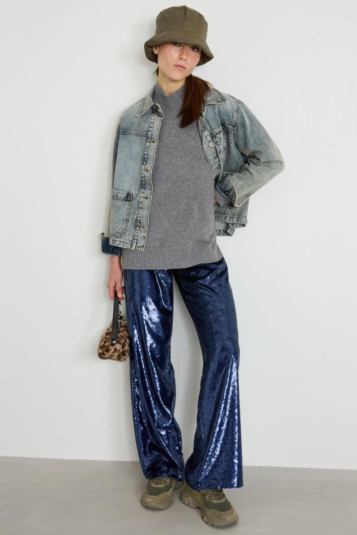 Laminated effect trousers - BLUETTE