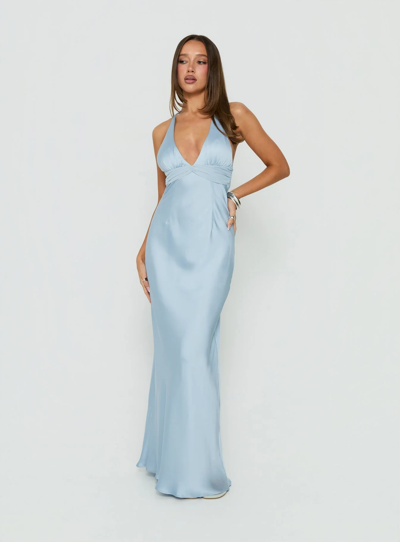 Odyssa Halter Maxi Dress Blue Slate