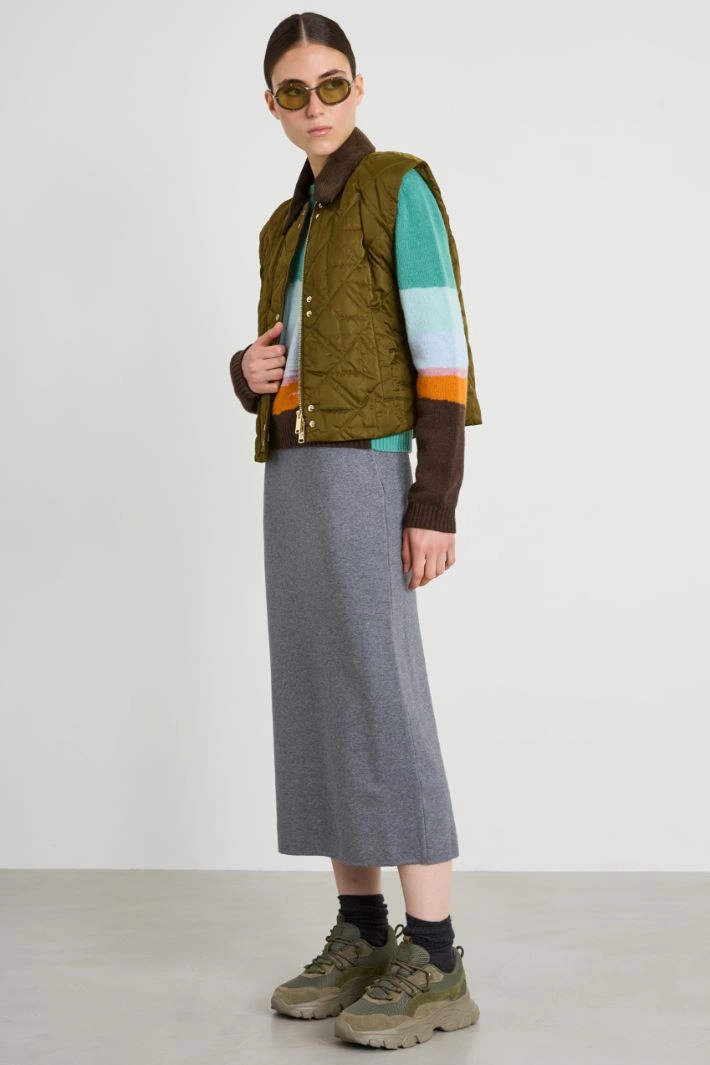 Wool sweater with inlay - GREEN