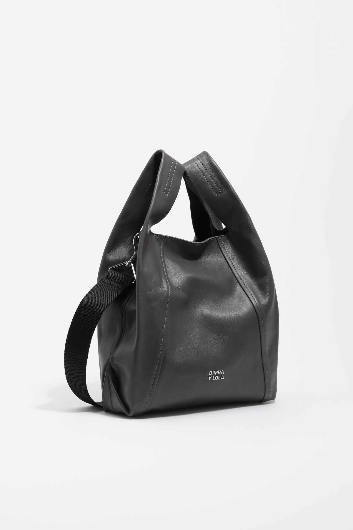 Medium gray leather Paper bag