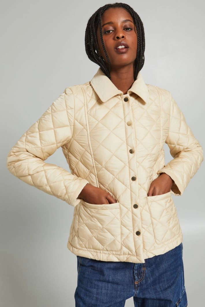 Quilted padded shirt-style jacket - CHAMPAGNE