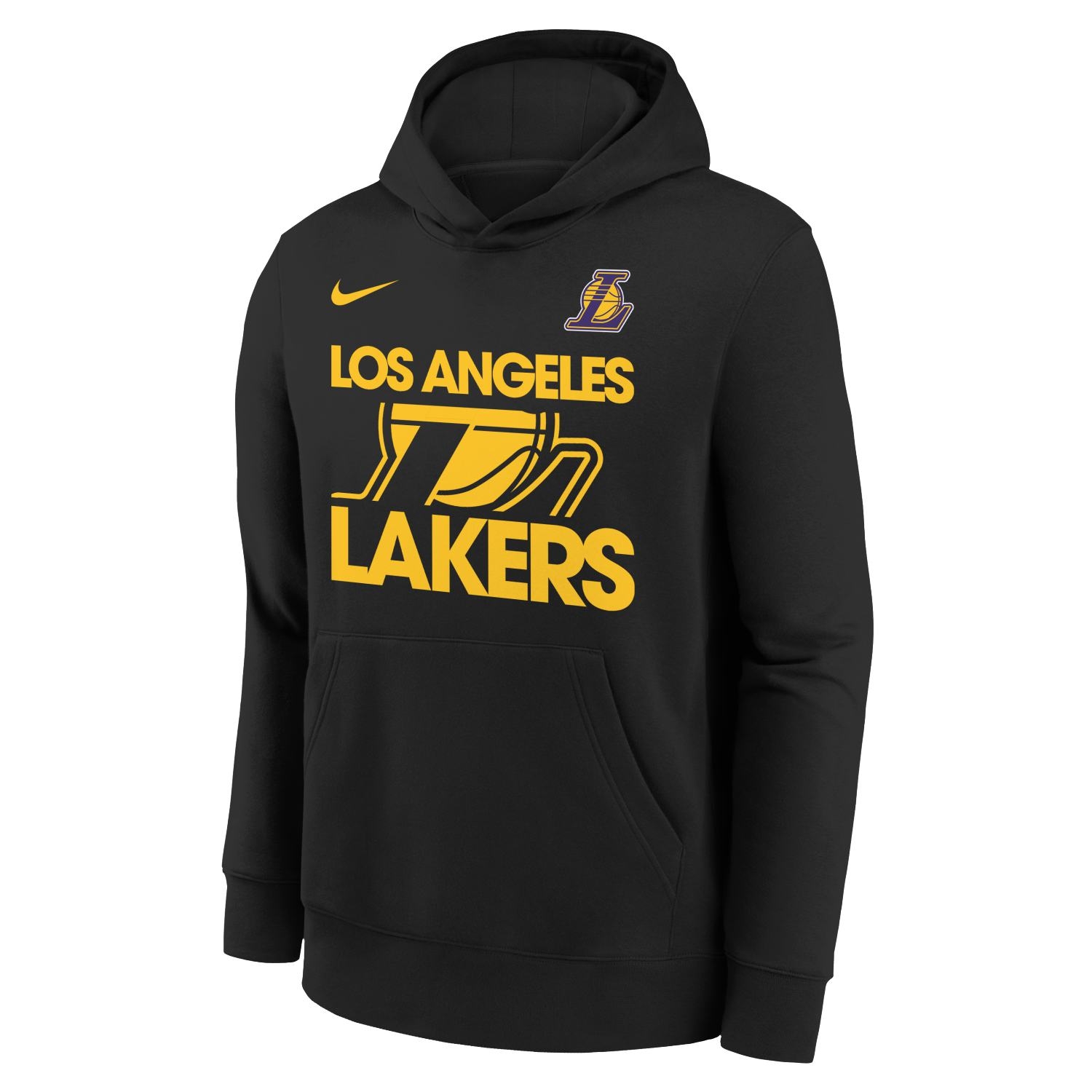 Los Angeles Lakers NBA Courtside Nike Club Hoodie Black (YOUTH)