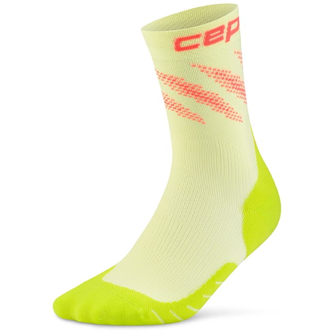 CEP Core Run Edt. Elliptic Mid Cut Compression Socks Men - lime/neon coral