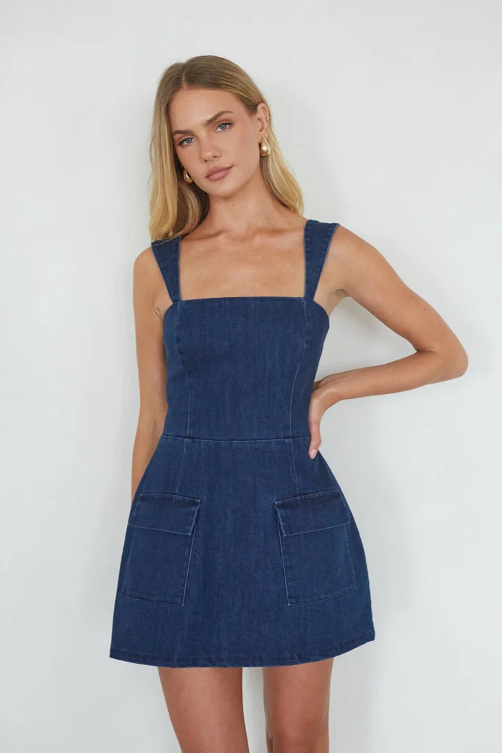 Mellie Denim Romper Mini Dress