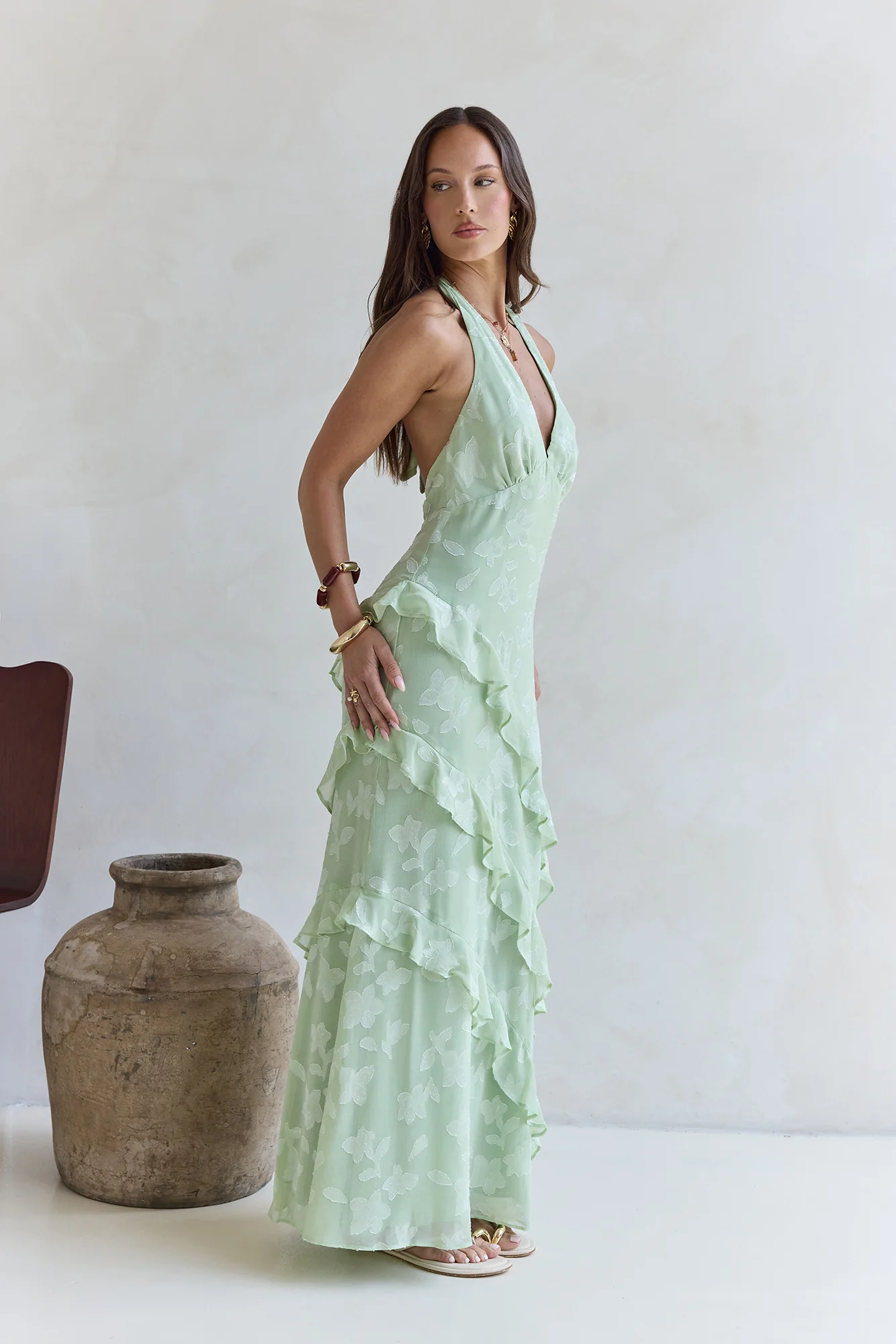 Dream Catchers Halter Maxi Dress Green
