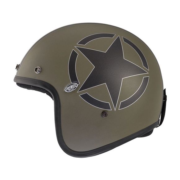 Premier JET CLASSIC STAR MILI BM Jet Helmet - Green / BlackRef: PE0448