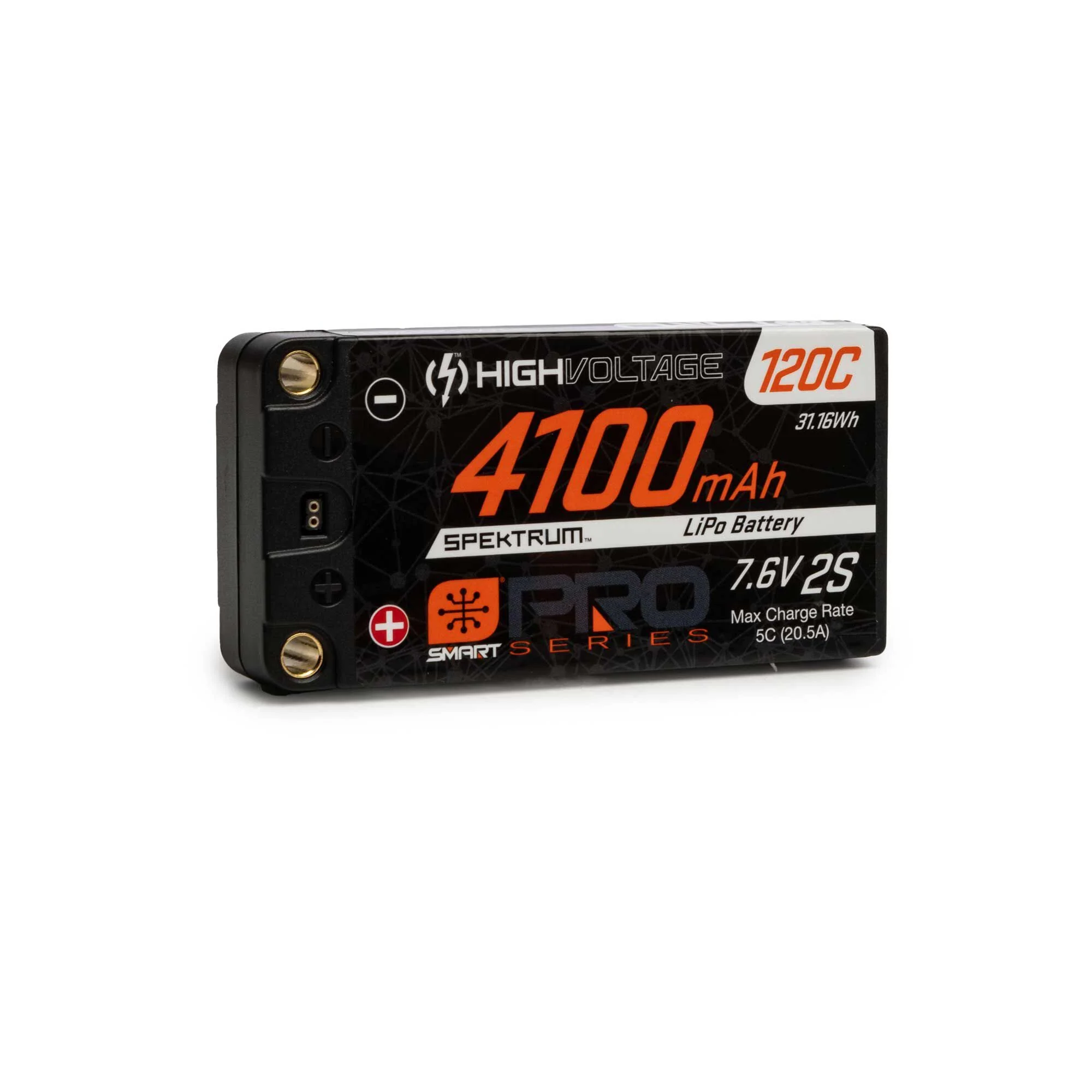 7.6V 4100mAh 2S 120C Smart Pro Race Shorty Spektrum SPMX412S120HT