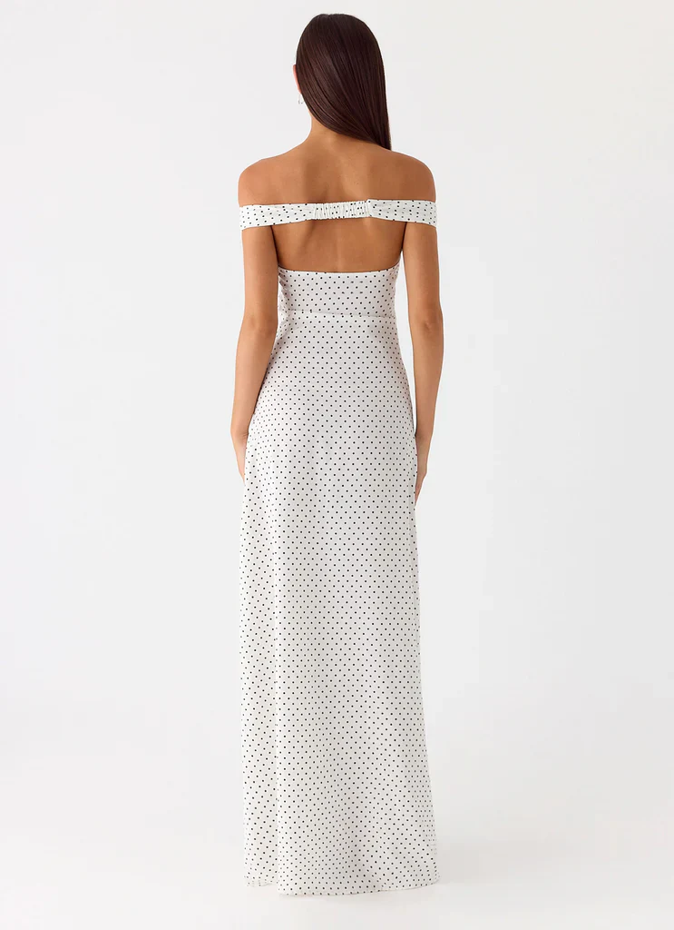 Melany Maxi Dress - White Polkadot