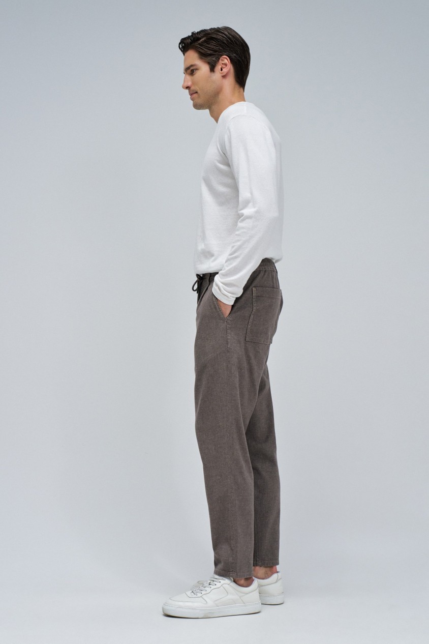 JOGGERS REGULAR FIT TROUSERS WITH LINEN
