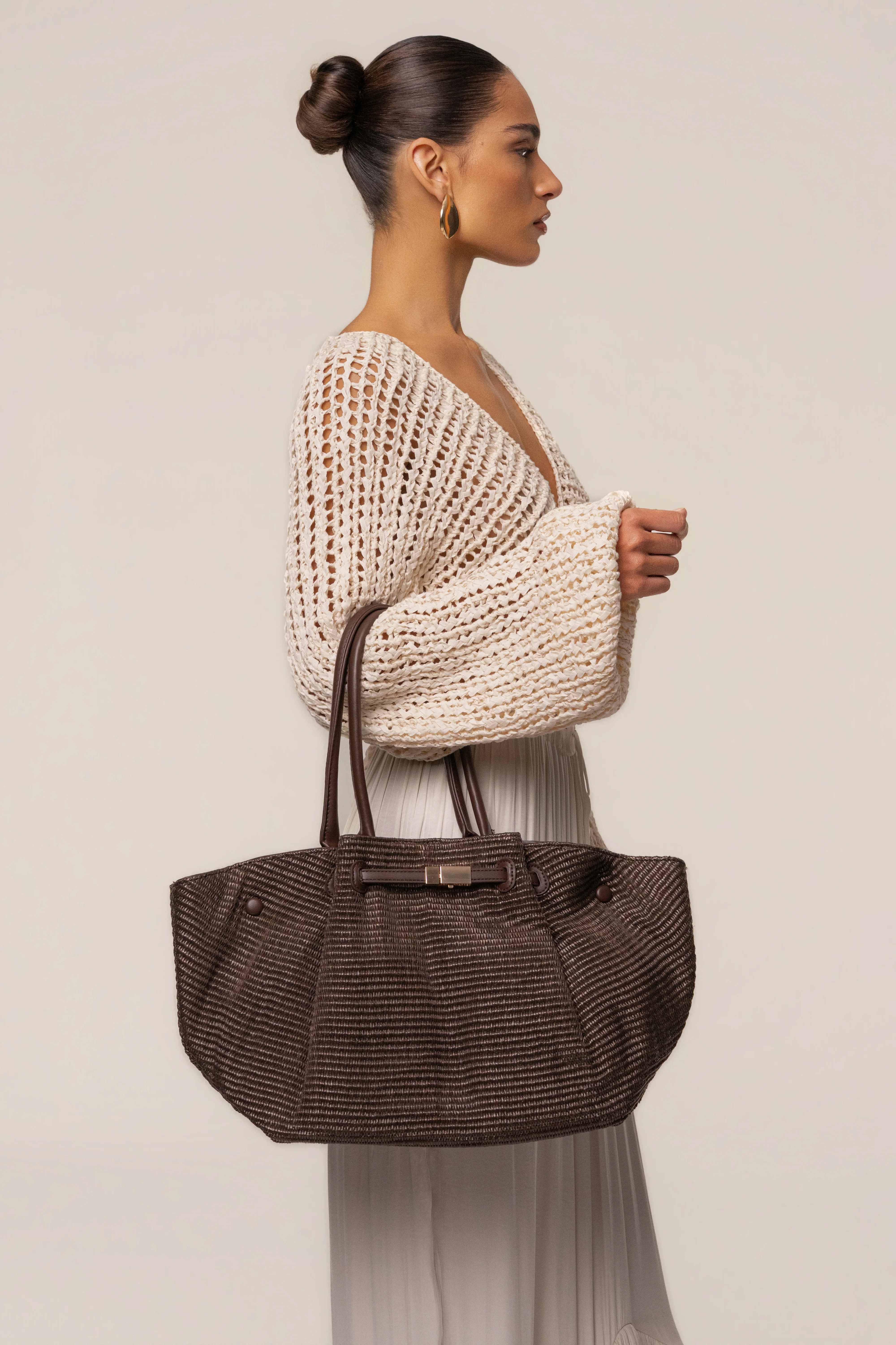 Chocolate Lana Woven Handbag
