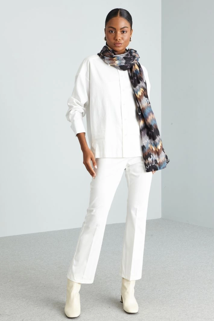 Cotton satin trousers - WHITE