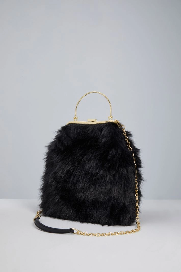 Faux fur clutch - BLACK