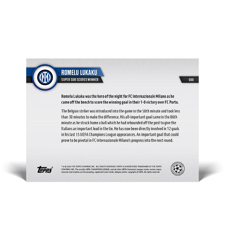 Topps UK - Super sub scores winner - UCL TOPPS NOW® Card #86