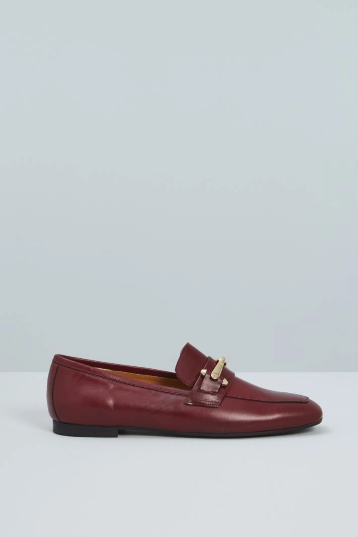 Moccasins with clamps - BORDEAUX GOLD