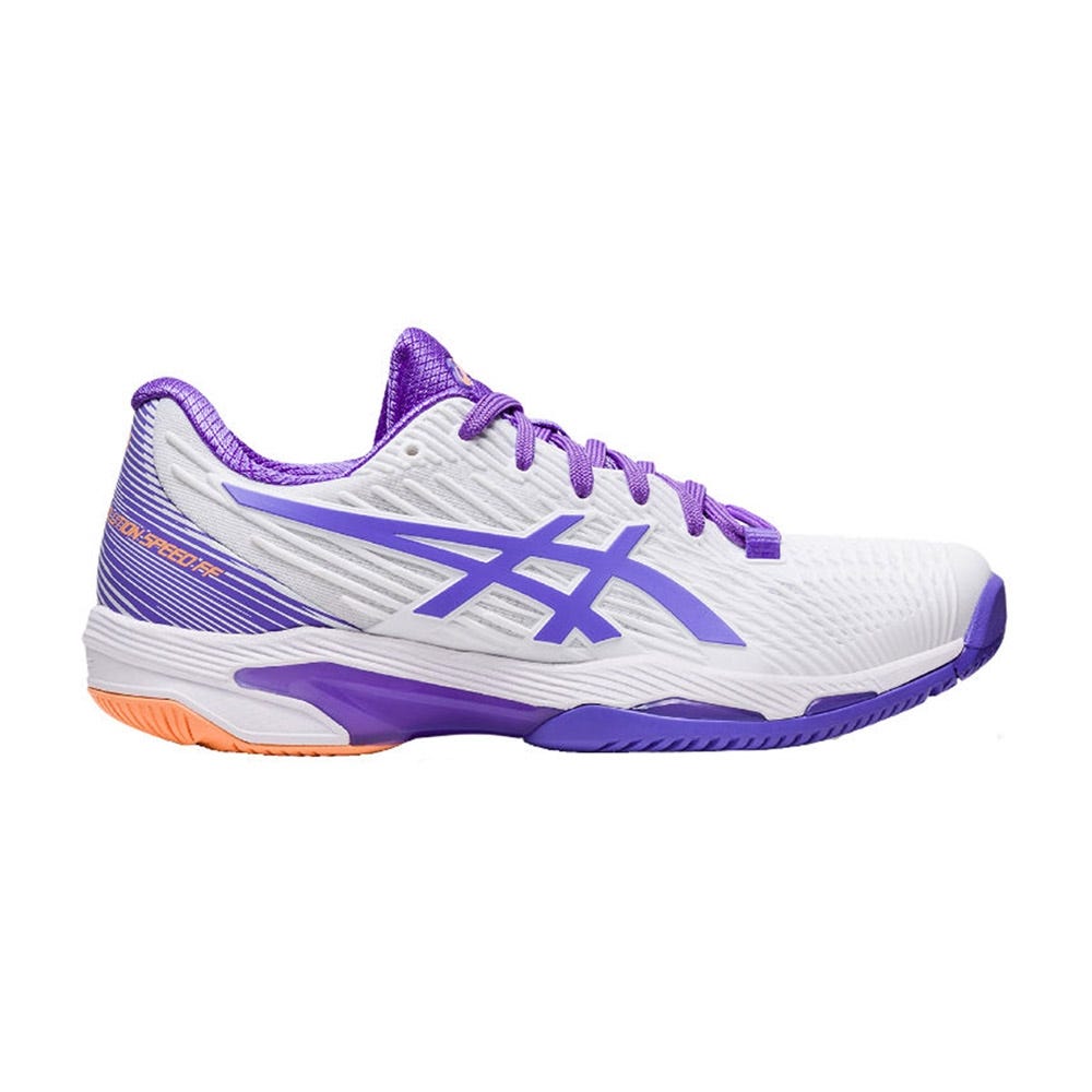 WOMEN’S WHITE AND PURPLE ASICS SOLUTION SPEED FF 2 1042A136-104