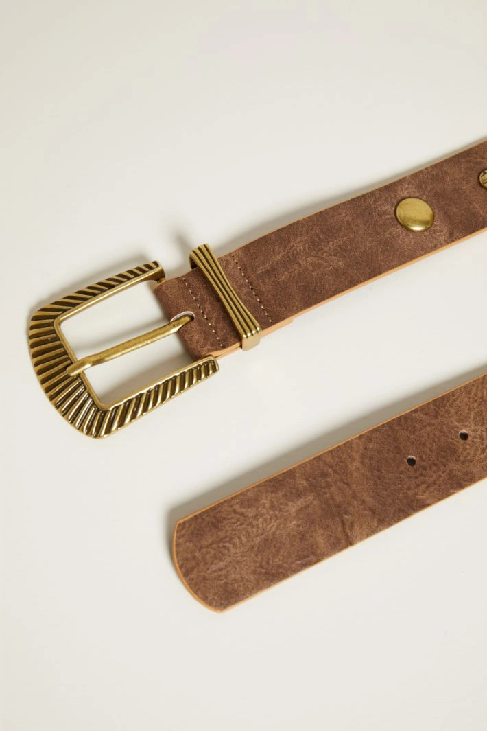 Studded coated belt - BROWN