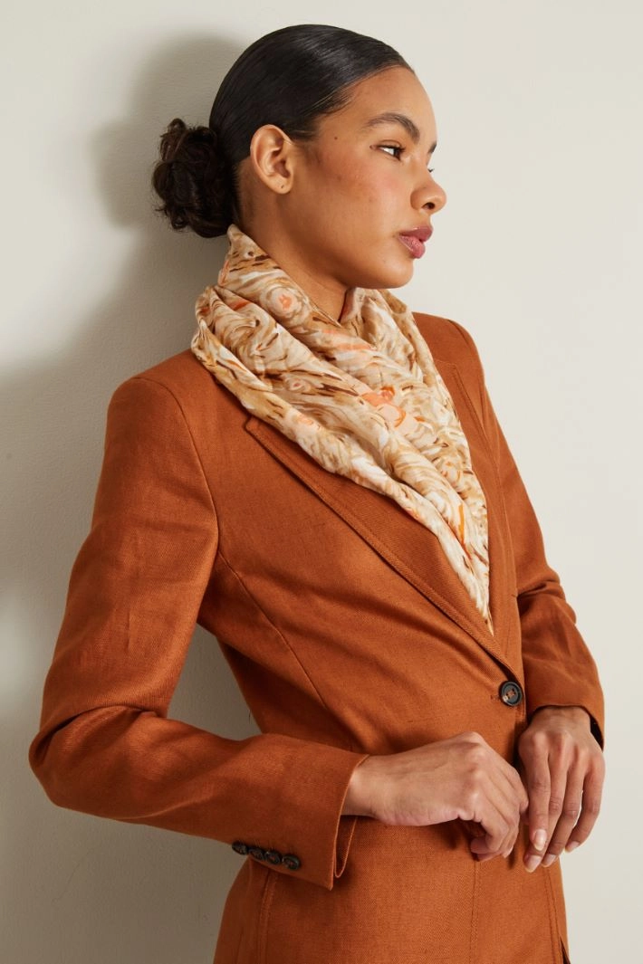 Lurex patterned scarf - BEIGE